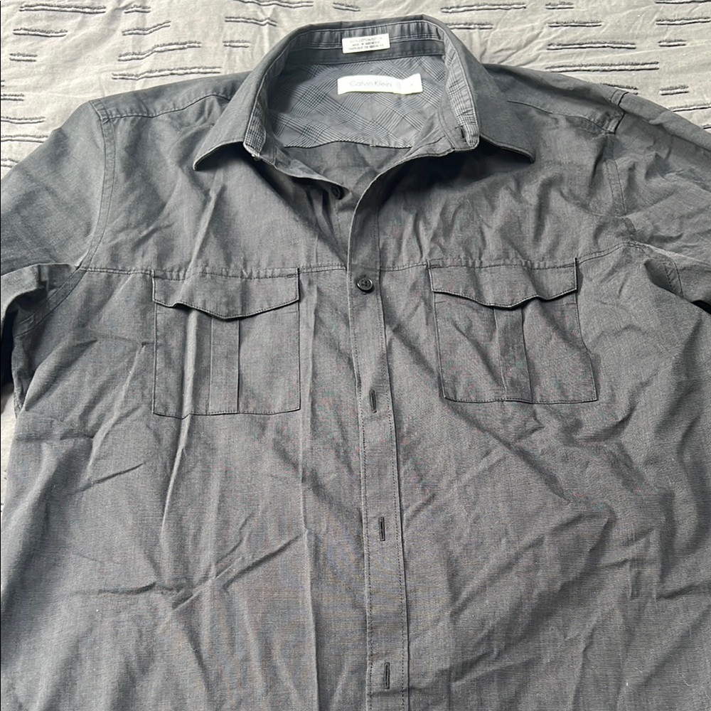 Calvin Klein Charcoal Plaid Shirt